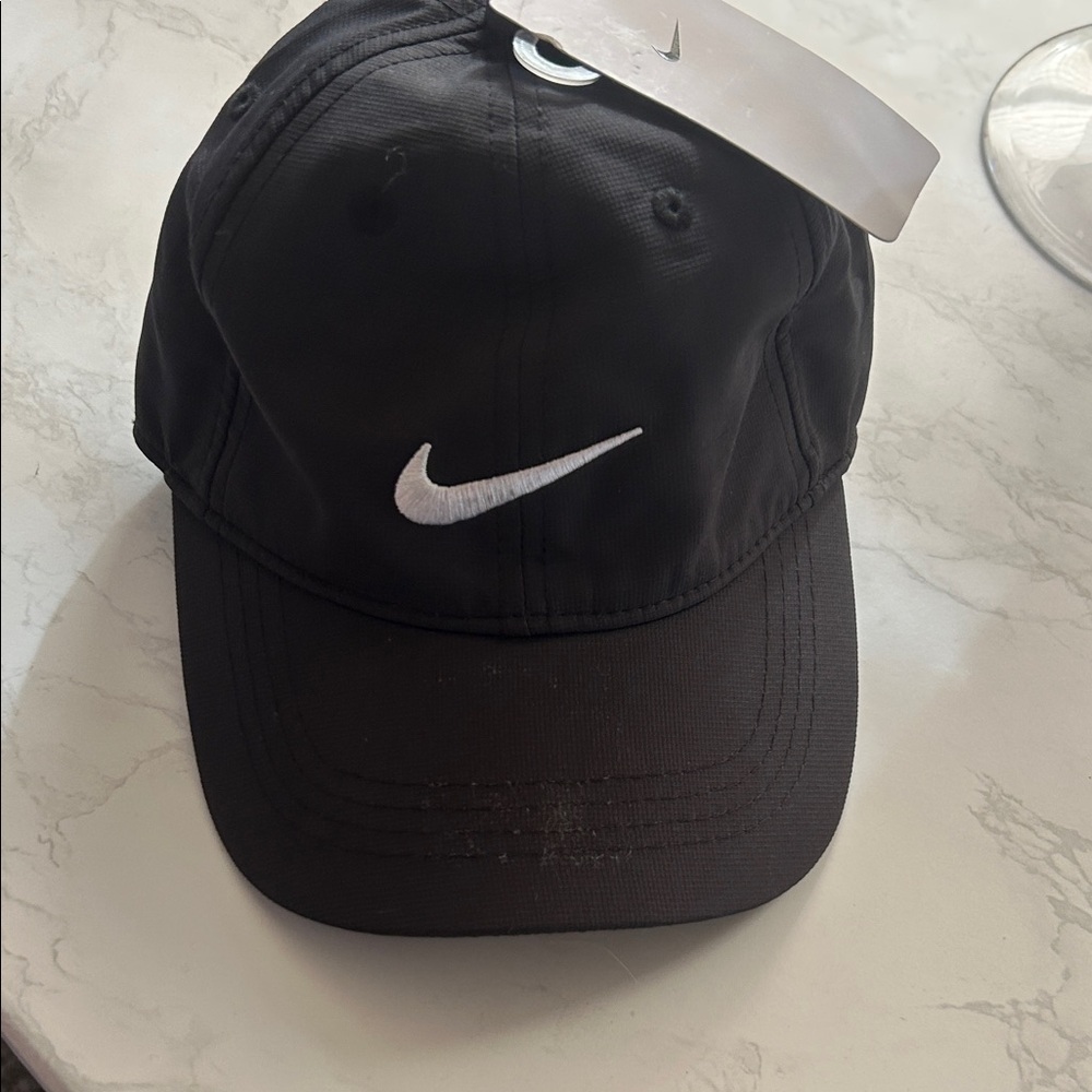 Nike Black Hat with White Swoosh